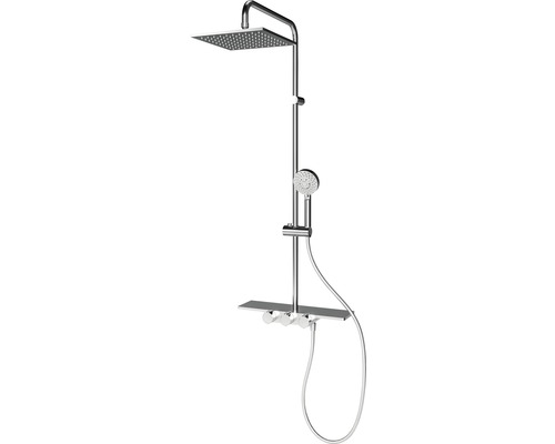 Douchekolom incl. thermostaat Schulte Modern plus extra platte vierkante chromen douchekop D969295 02
