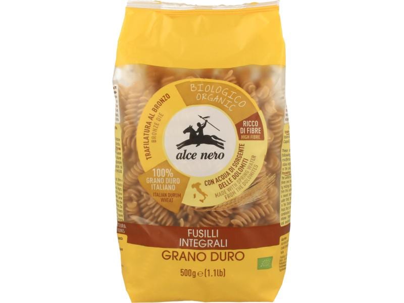 Alce Nero Teigwaren Bio Fusilli Vollkorn 500 g Biologisch zertifizierte Vollkorn-Pasta