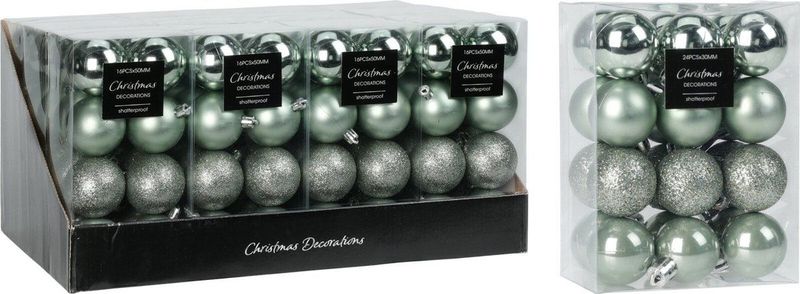 Christmas Decoration Kerstballen - 16x - 5 cm - kunststof - mintgroen