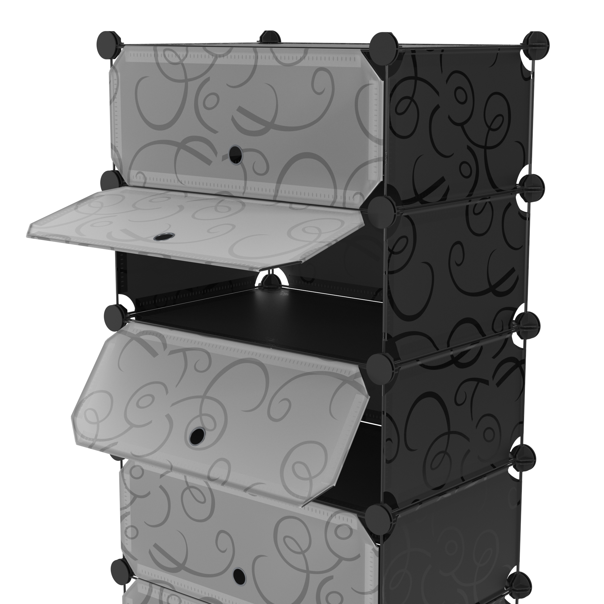 Schuhschrank Steckregal schwarz 5 Boxen