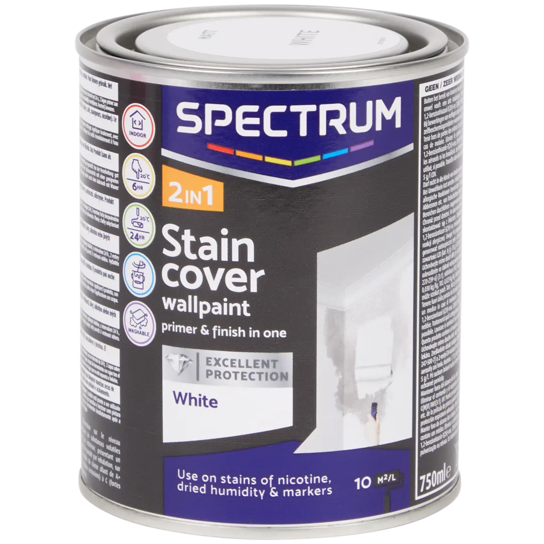 Spectrum 2-in-1 muurverf vlekdekking wit 750 ml