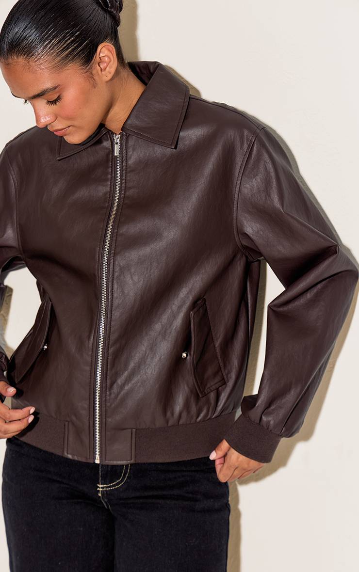 Dark Chocolate Veste Bomber En Synthétiquecuir