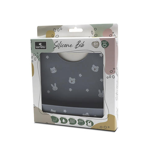 Bavoir silicone avec récupérateur GRIS - LORELLI
