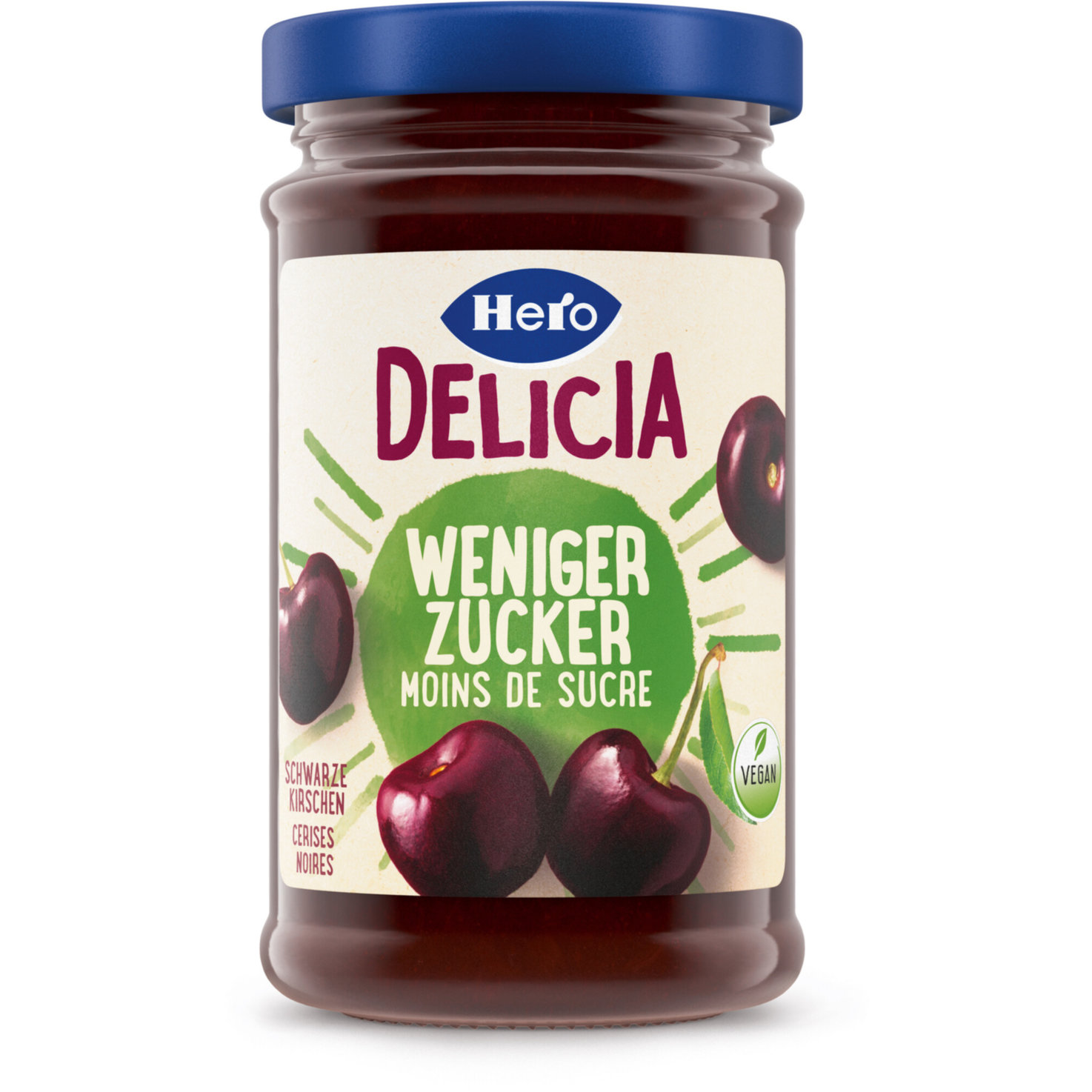 Hero Konfitüre Delicia Weniger Zucker schwarze Kirsche