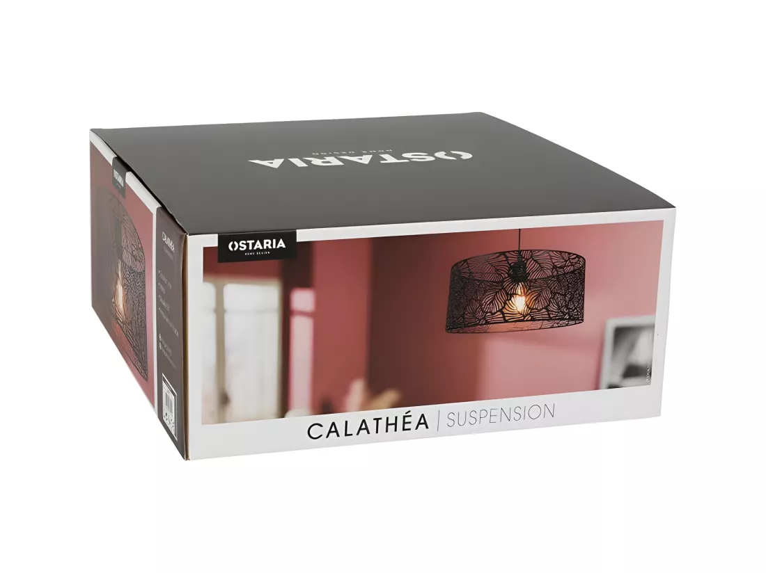 Suspension métal ajouré Calathéa noire Ostaria