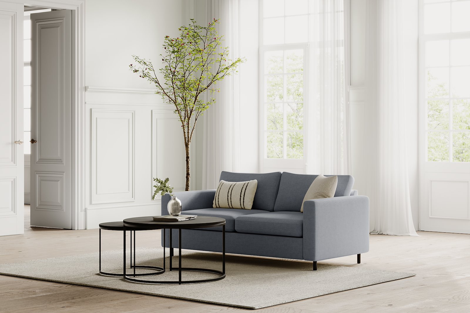 Tempo 2-seter Tekstil Herbi 30 Dark Grey med sorte ben