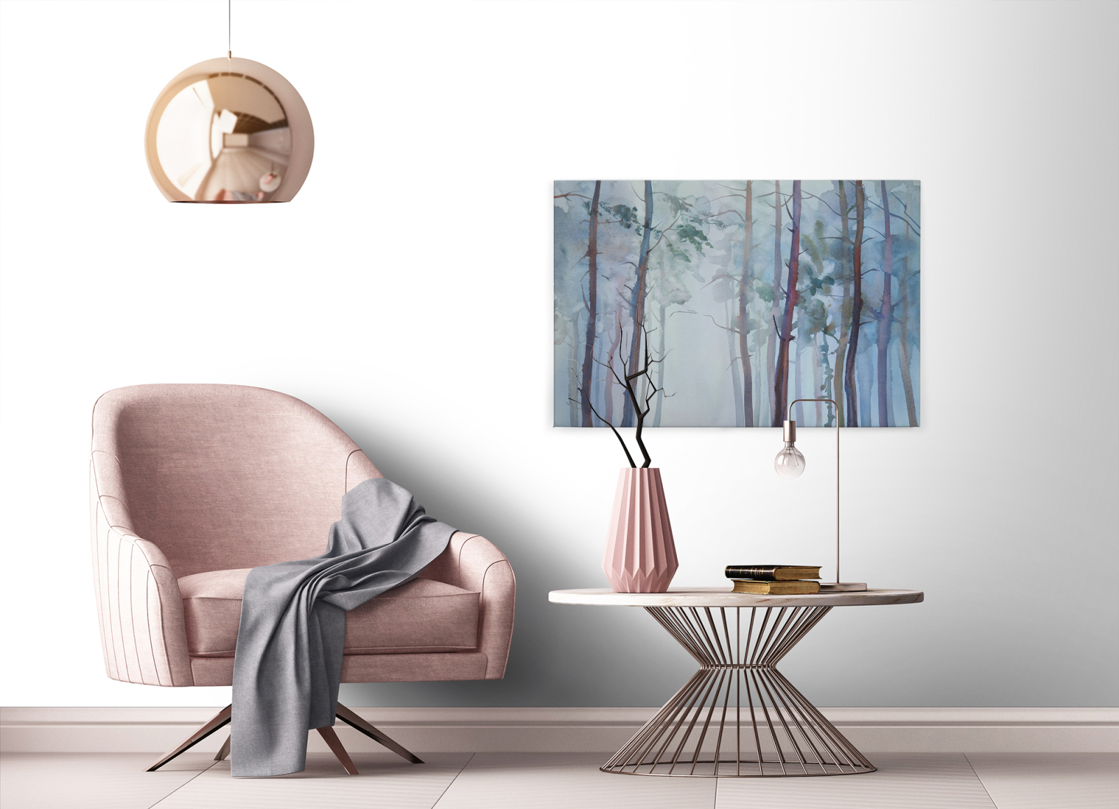 Leinwandbild BÄUME - blau - 90x60 cm