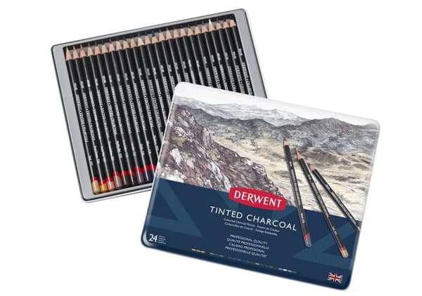 Derwent Tinted Charcoal pencil 24stk tin