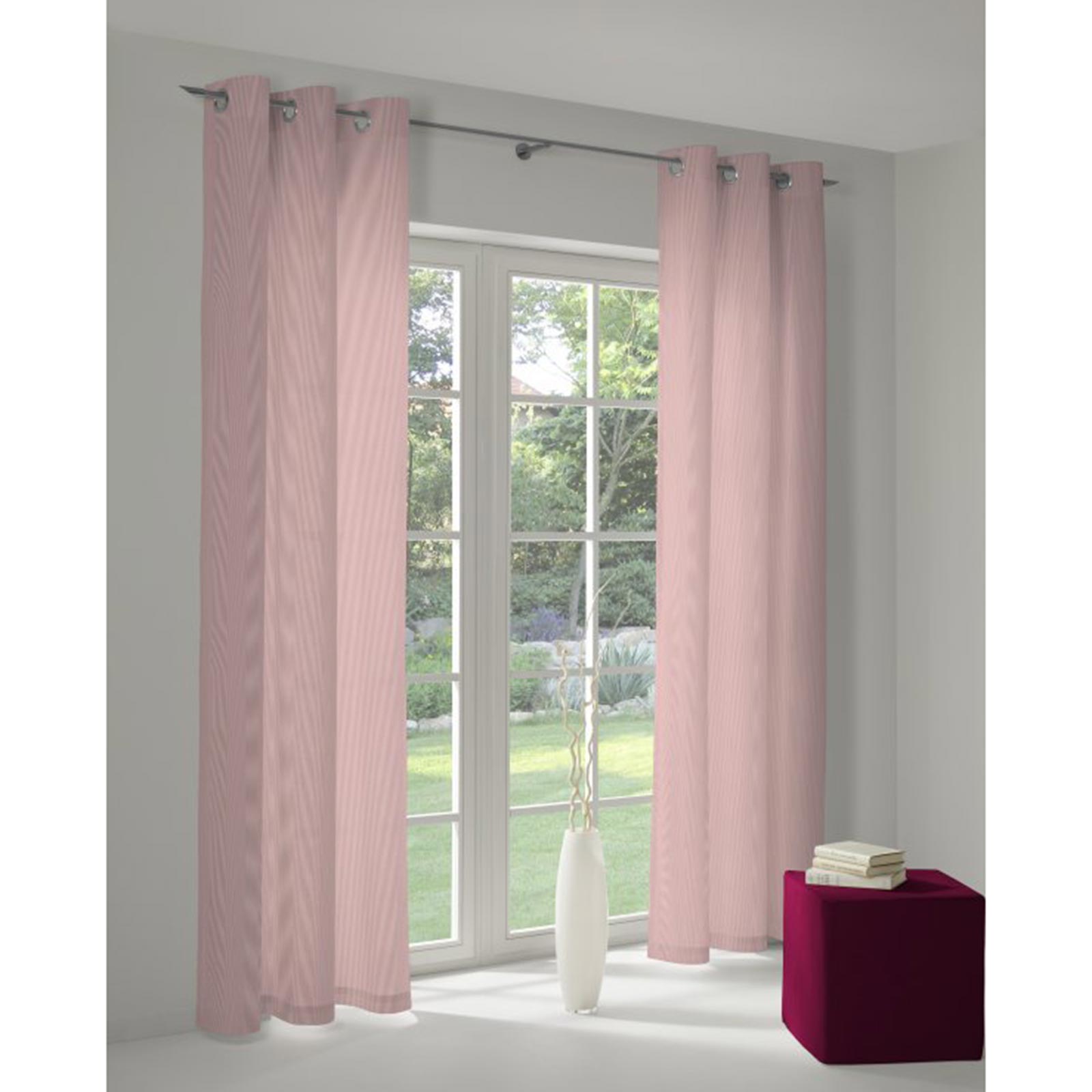 Einzelschal UNI COLLECTION - rosa - mit Ösen - 145x145 cm