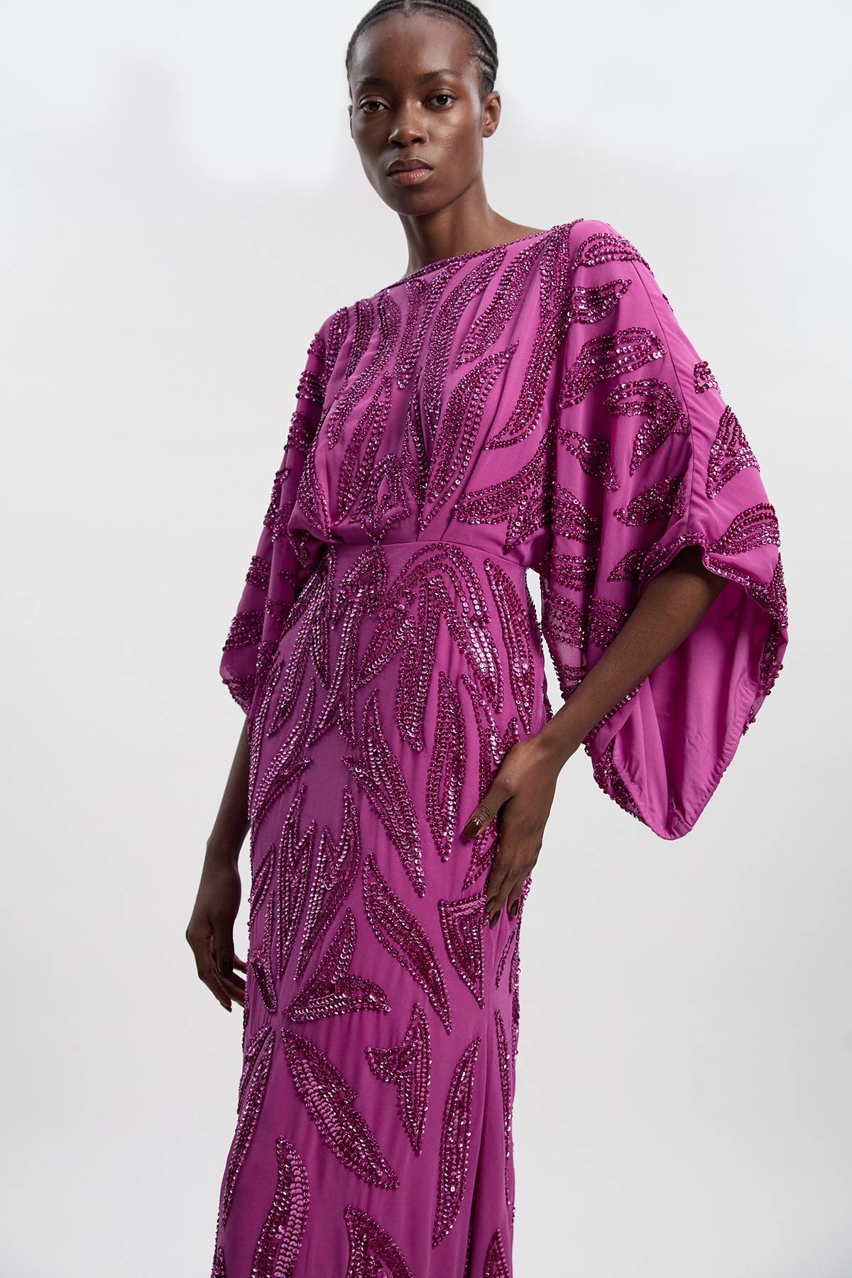 KarenMillen Robe midaxi ornée à manches kimono