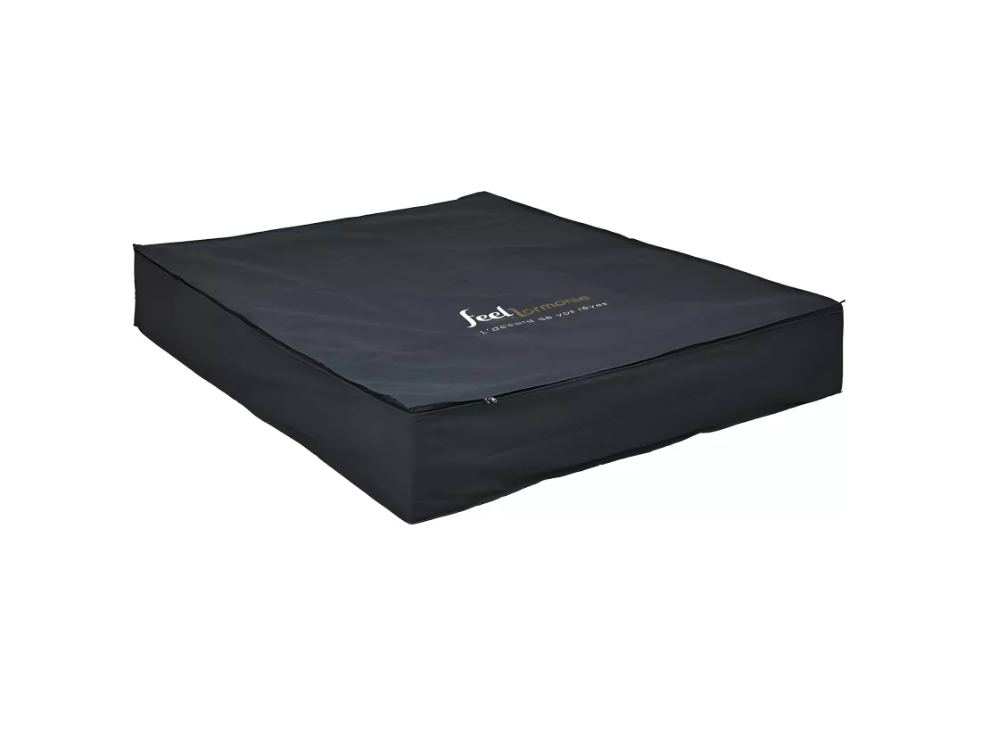 Housse de rangement de matelas 21 cm 140x200 cm tissu noir SOMNUM