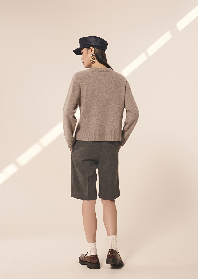 Pull Pemabeige en laine merinos et alpaga