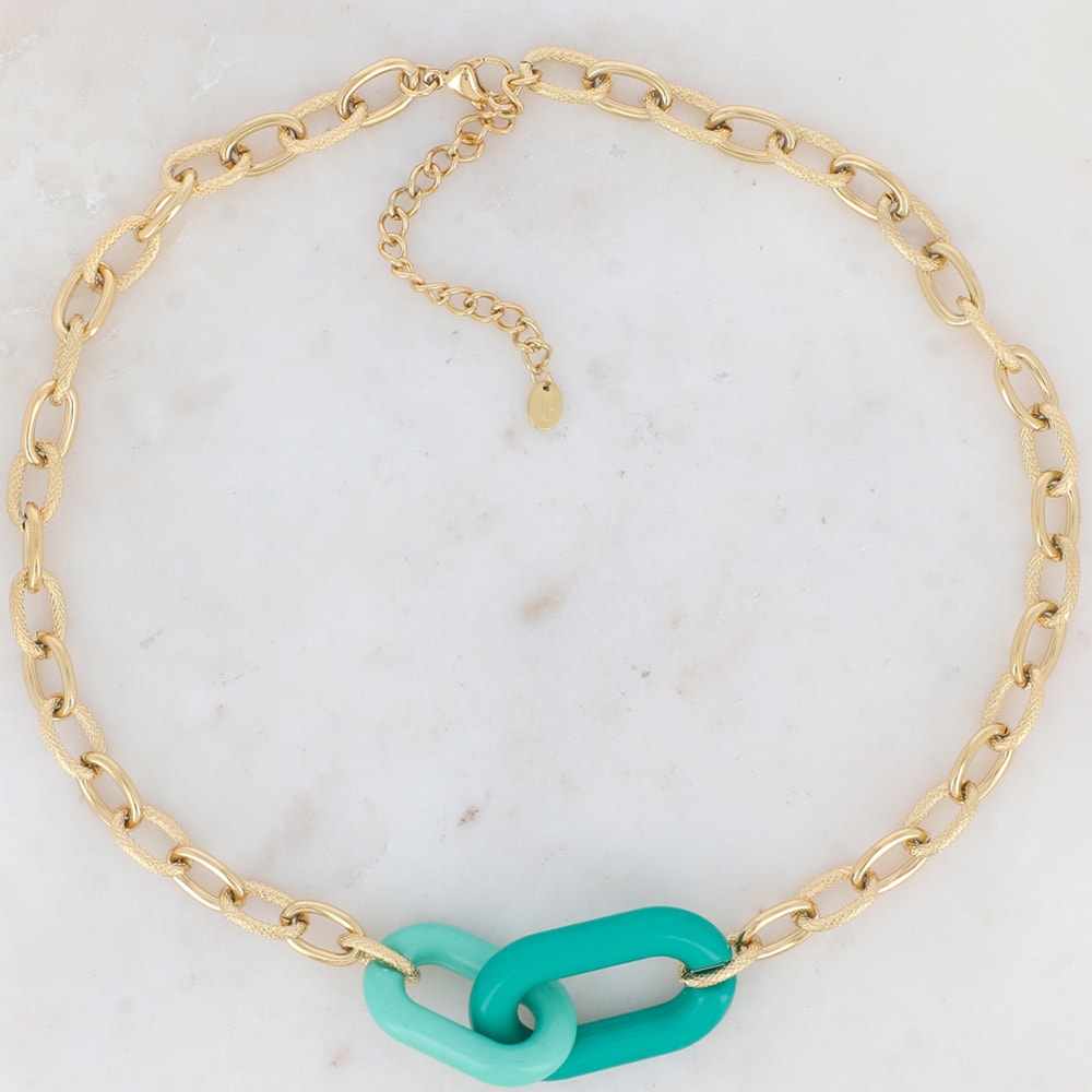 Collier Nadia - Acier inoxydable doré & résine