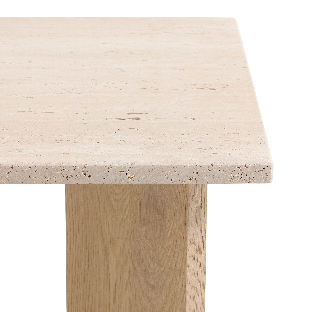 AM.PM<br>Mesa lateral em travertino e carvalho branqueado, Mindo