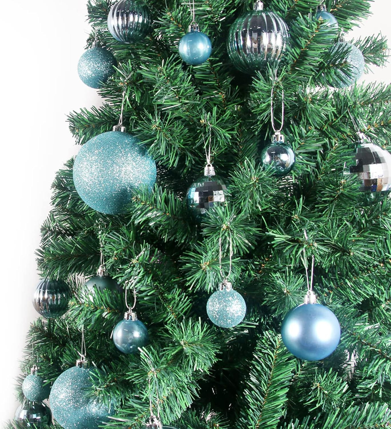 (36er Set) Ø6cm Christbaum Schmuck Glitzer Weihnachtskugeln Tannenbaum Home Deko - Blau