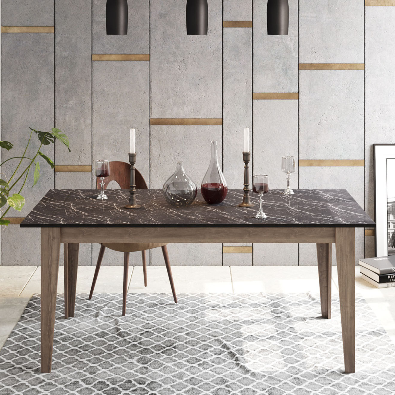 Homitis Table de repas Lorenz noyer foncé  - 180x90x76.8 cm