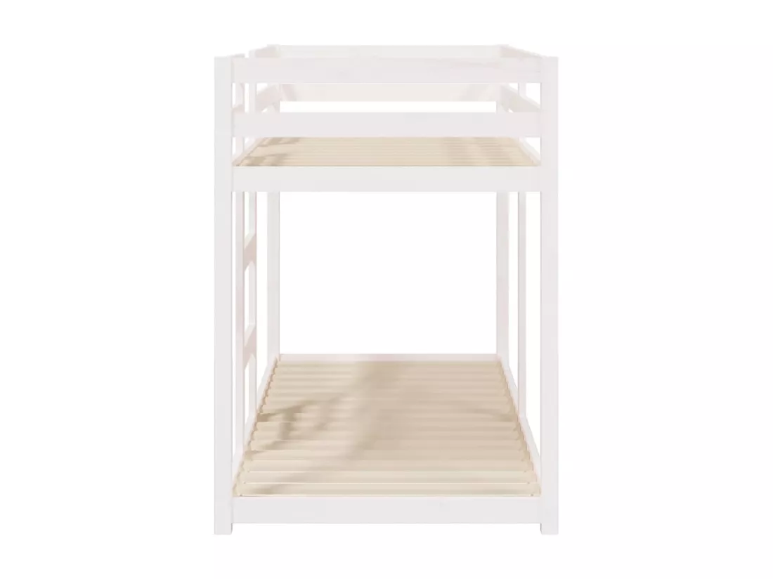 Lit superposé sans matelas blanc 75x190 cm bois de pin massif