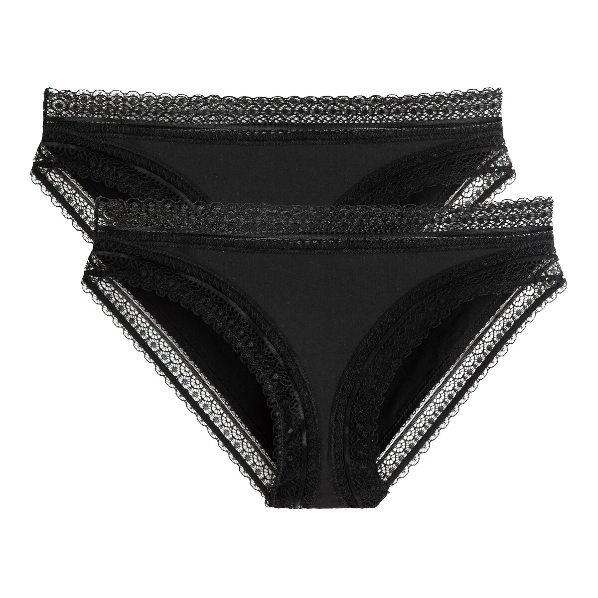 COLEÇÃO LA REDOUTE<br>Conjunto de 2 calcinhas de microfibra com detalhes em renda