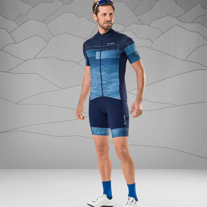 Loeffler Volta blauwe heren bibshorts