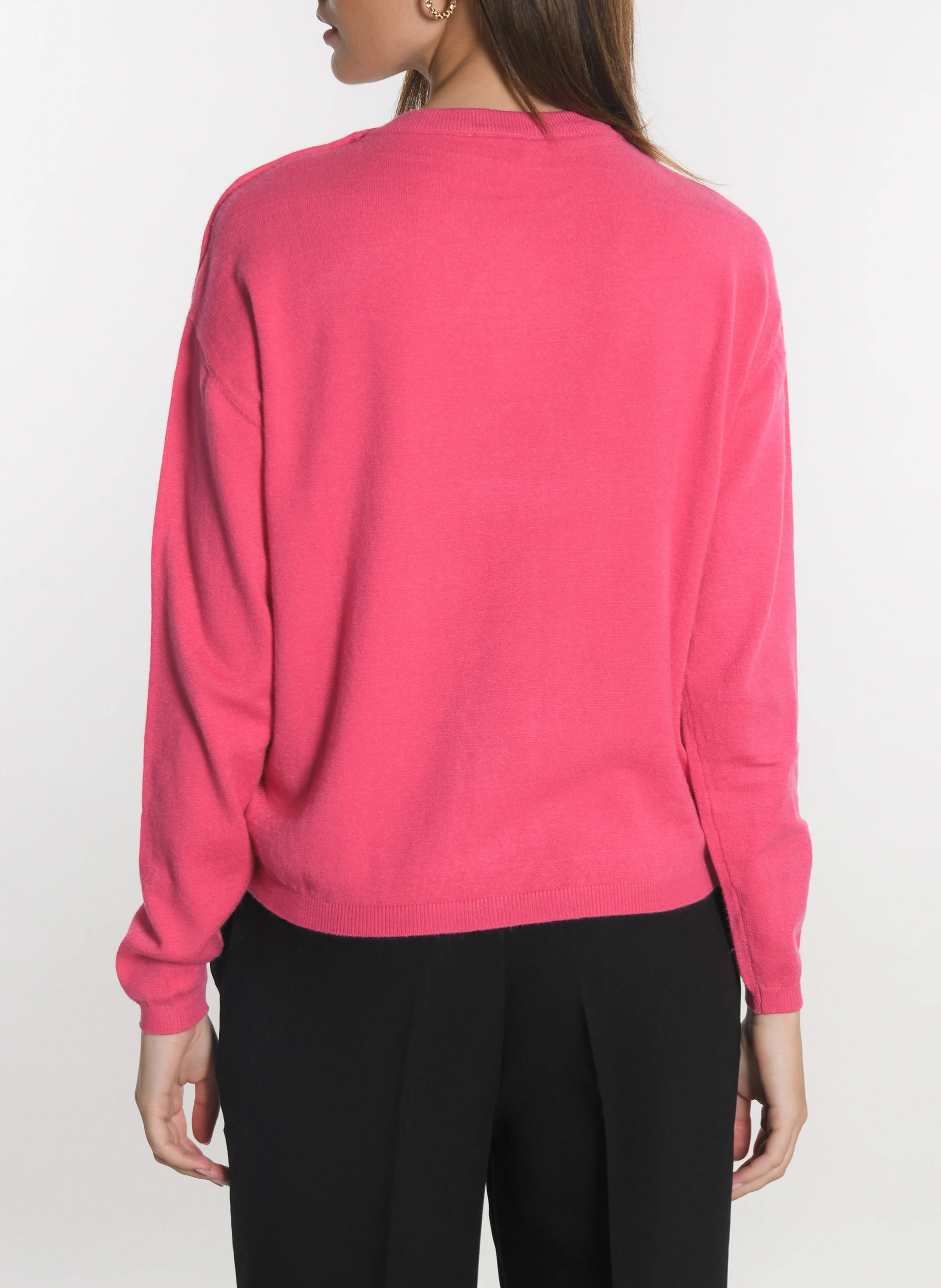 NOLWENN - Pull droit en maille mélangée | Rose