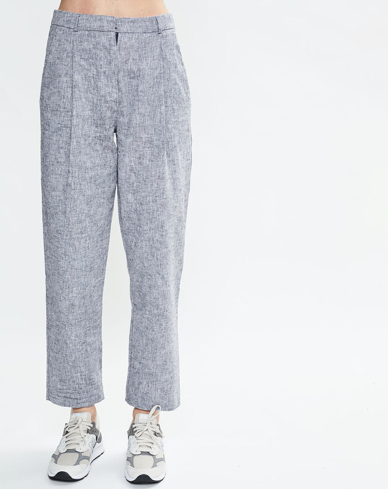 Yerse Pantalon en Lin mélangé Aurélie bleu marine