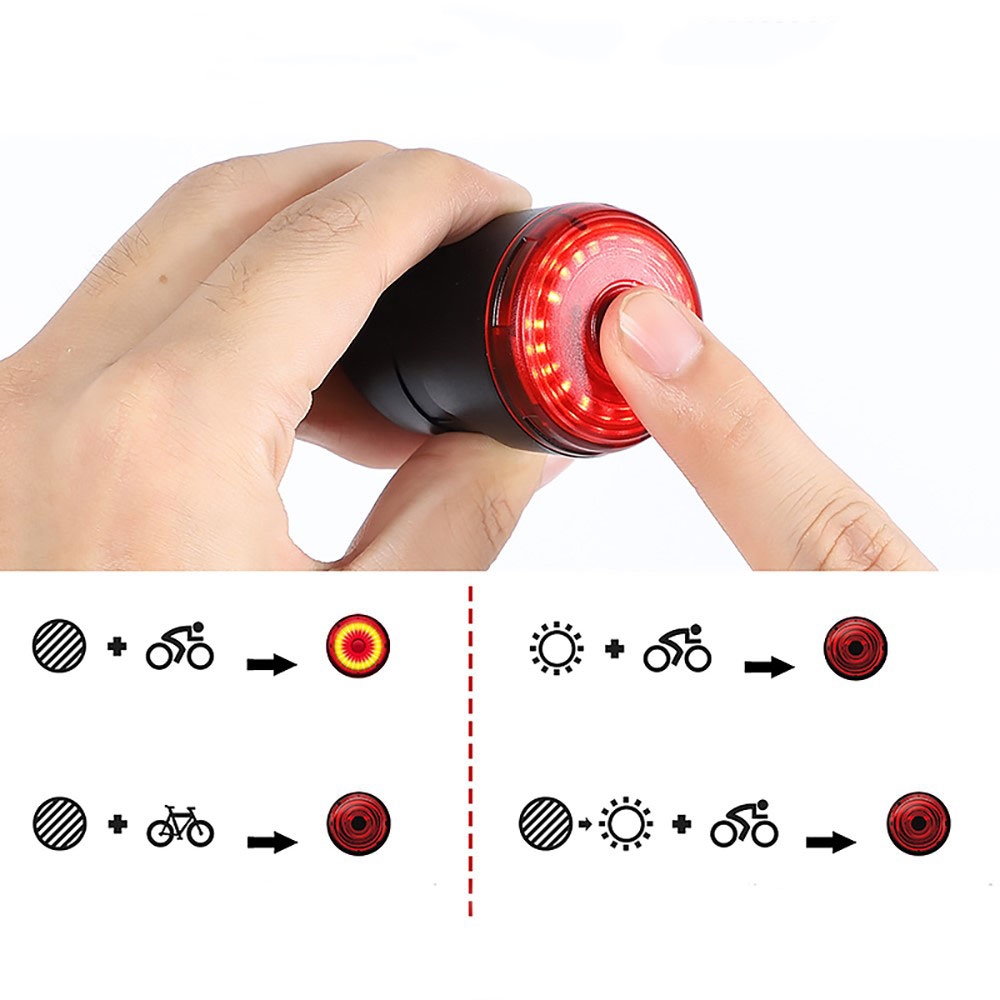 Spritzwasserfestes USB Velo Fahrrad Rücklicht LED Bremslicht Warnlicht IPX6 - Rot