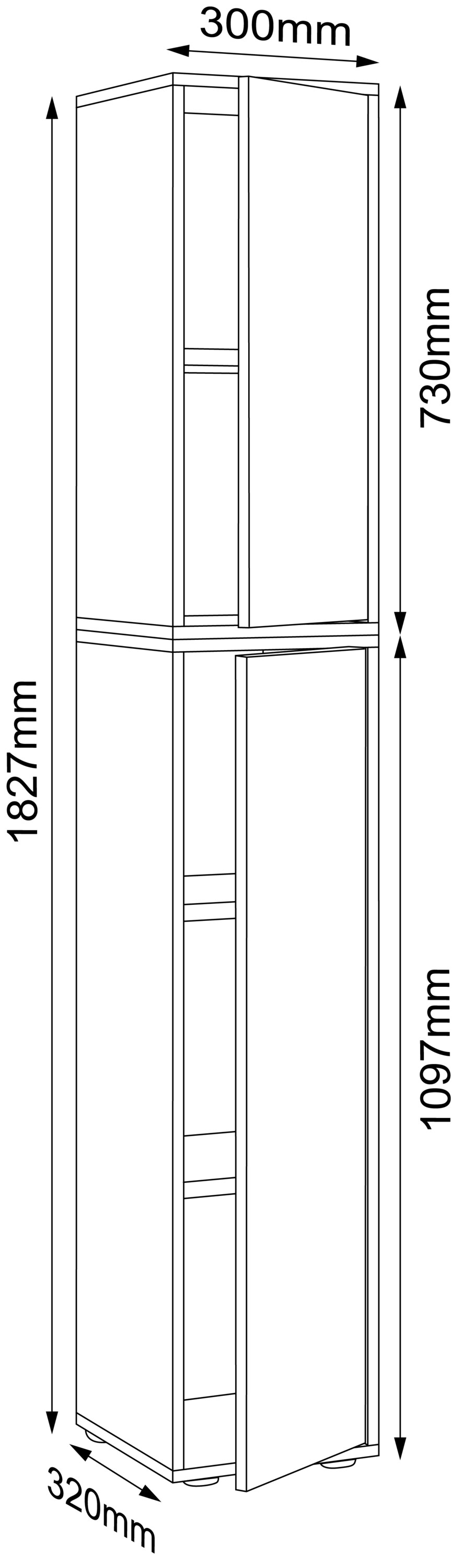 VCM Holz Büroschrank Ordner Aktenschrank Büromöbel Schrank Salia 5-fach Breite 30 cm Drehtür