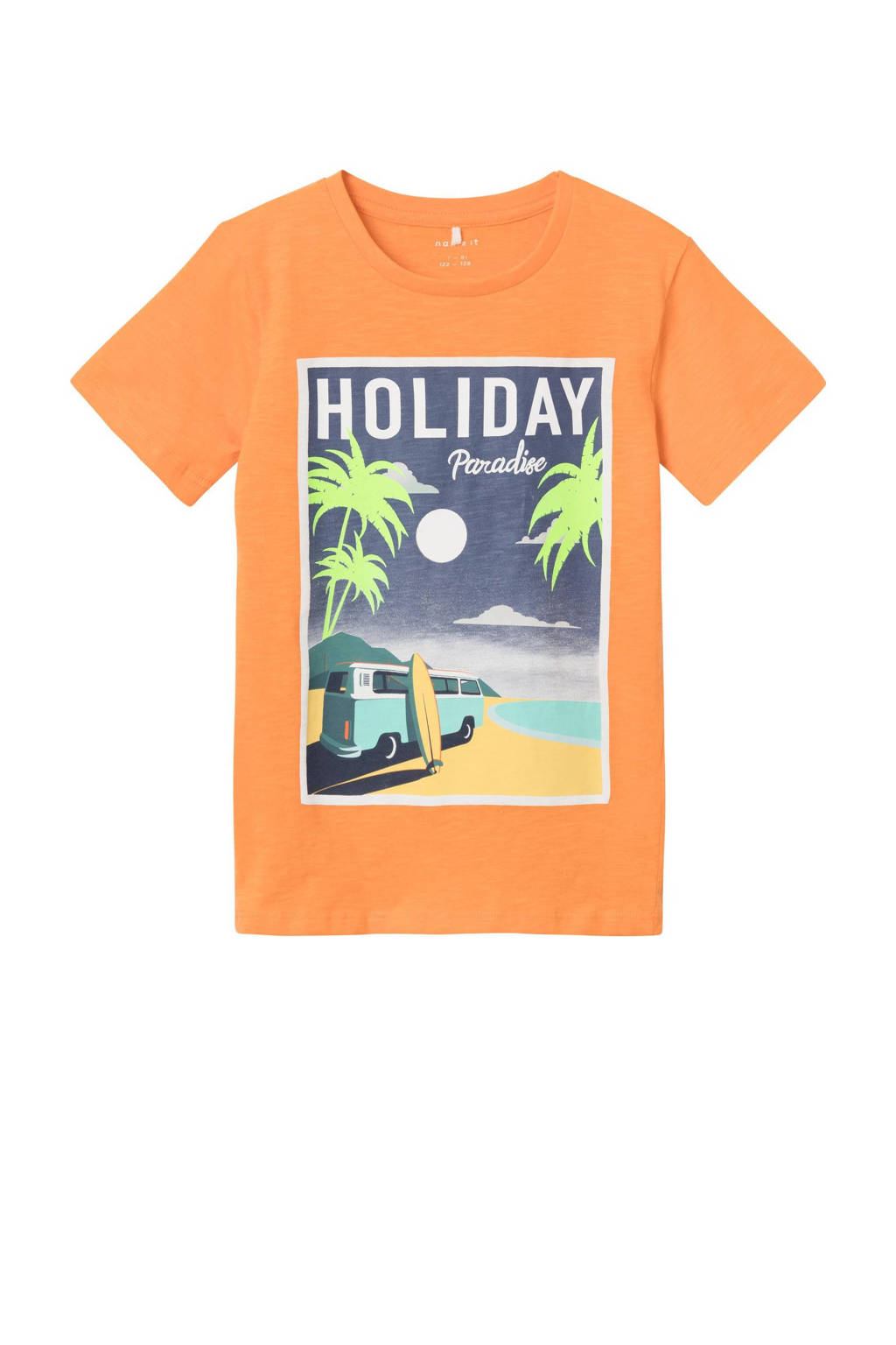 NAME IT T-shirt NKMZEFREDE met printopdruk oranje