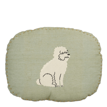 Sierkussen ovaal hond licht groen - l45xb35xh10cm