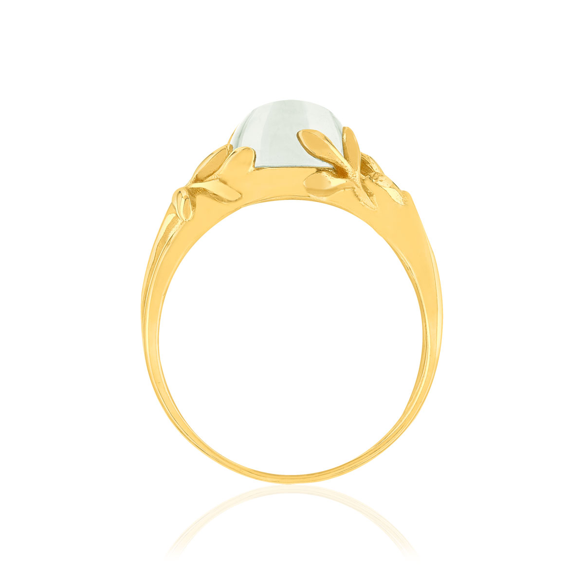 Bague or 375 jaune quartz vert