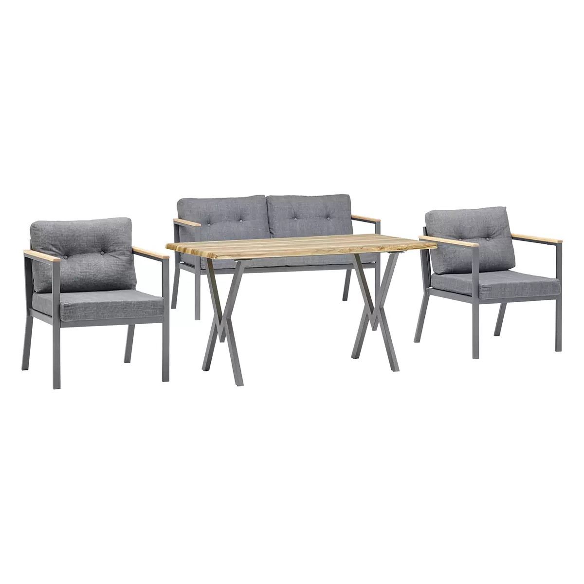 Beldano Gartengarnitur Merida 4-teilig anthrazit,natur