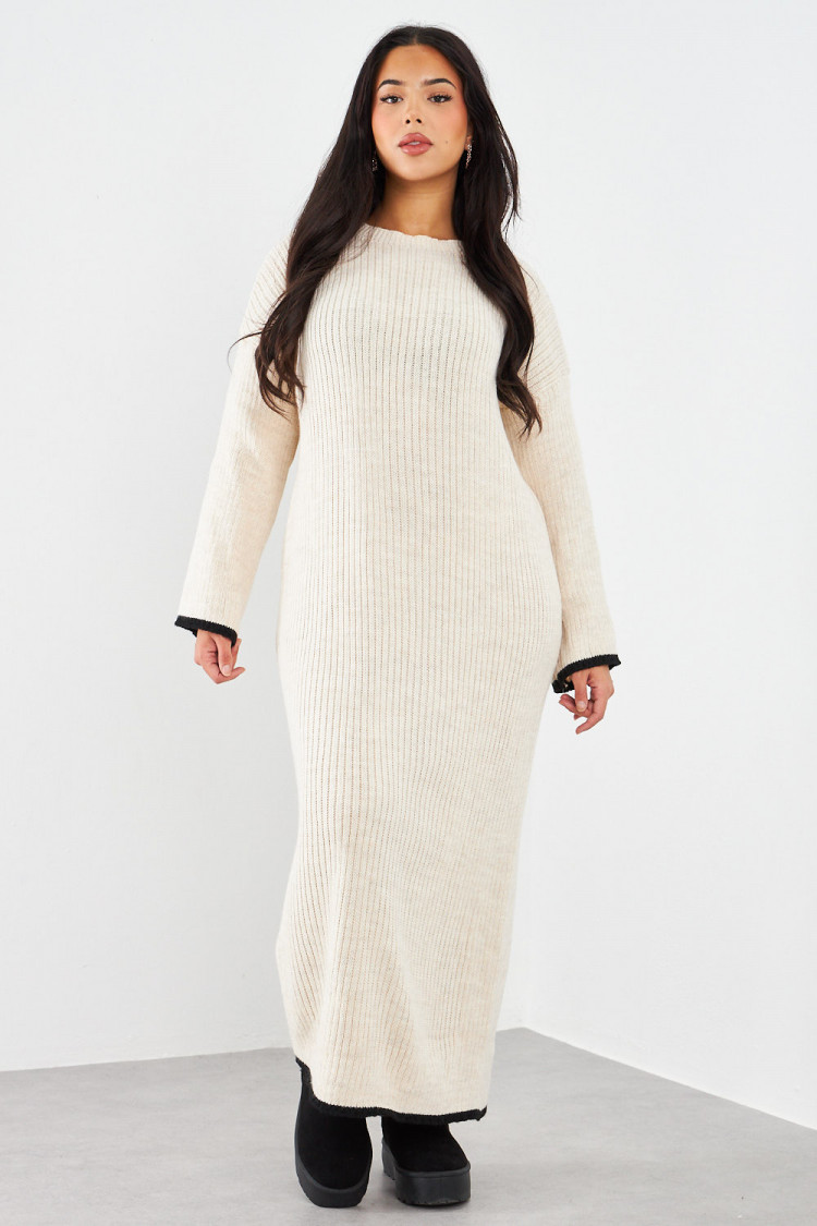 Robe pull beige longue