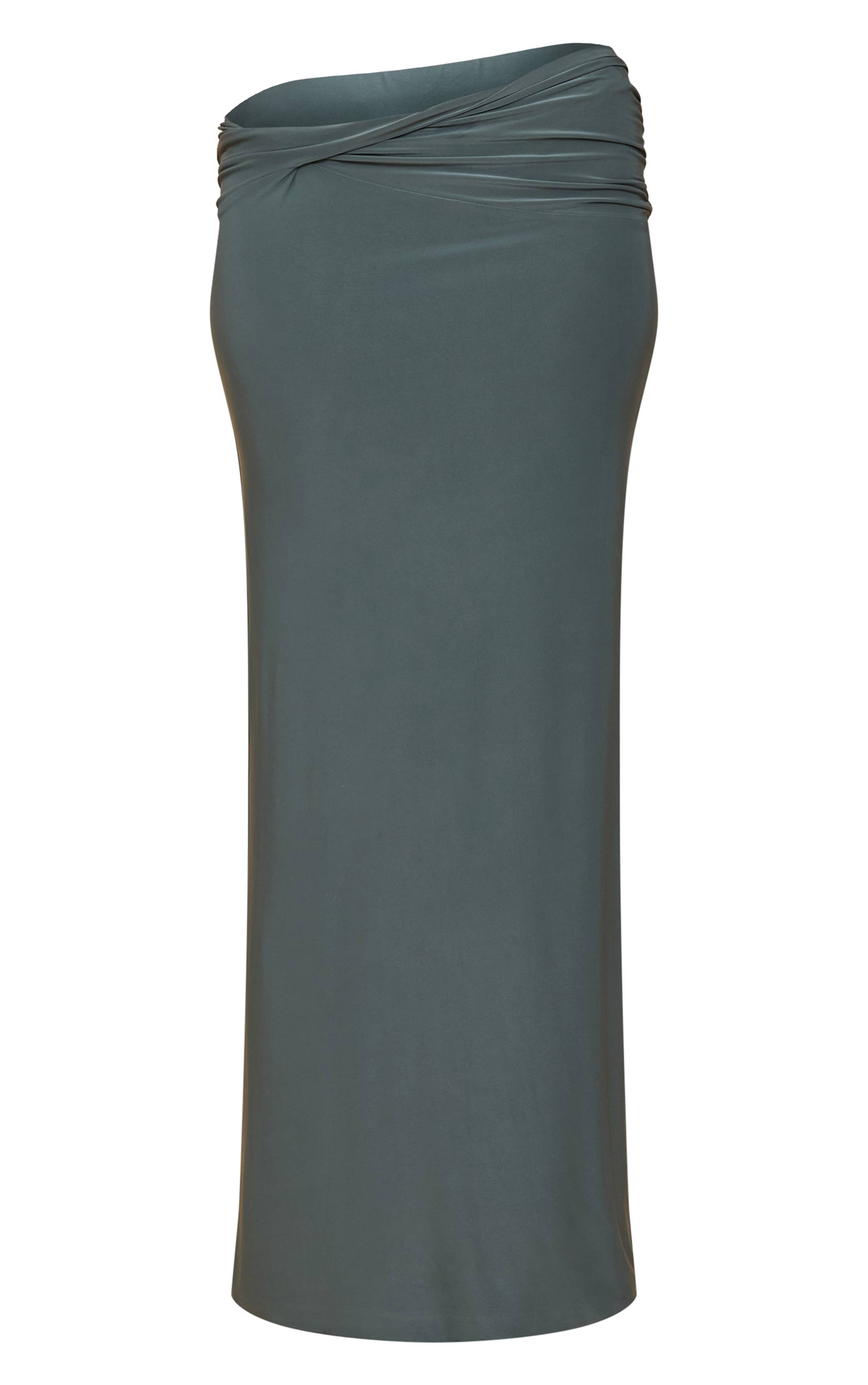 Sea Green Jupe Maxi Torsadée En Tissu Slinky Double
