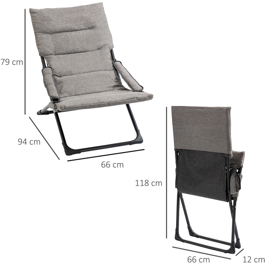 Outsunny Klappstuhl mit Auflage grau