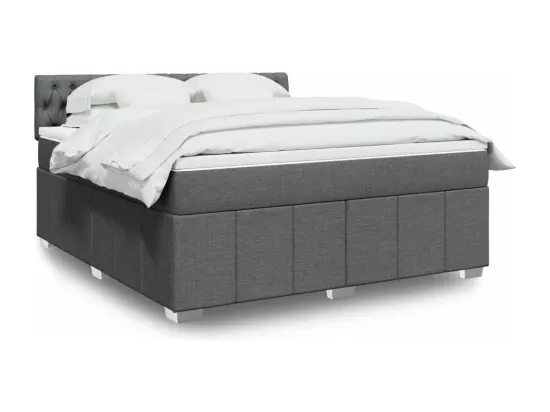 Sommier à lattes de lit avec matelas Gris foncé 180x200cm Tissu