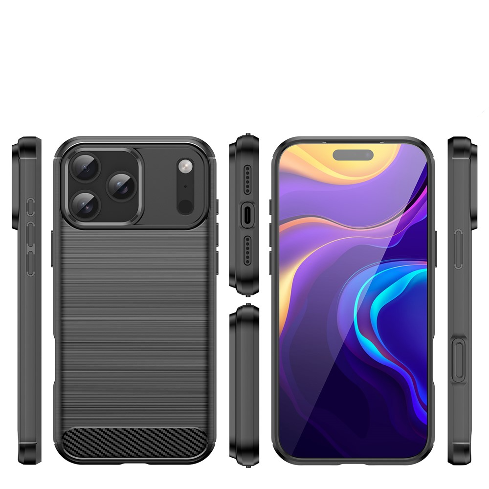 iPhone 17 Pro Max Gummi Case Schutzhülle Carbon Look - Schwarz