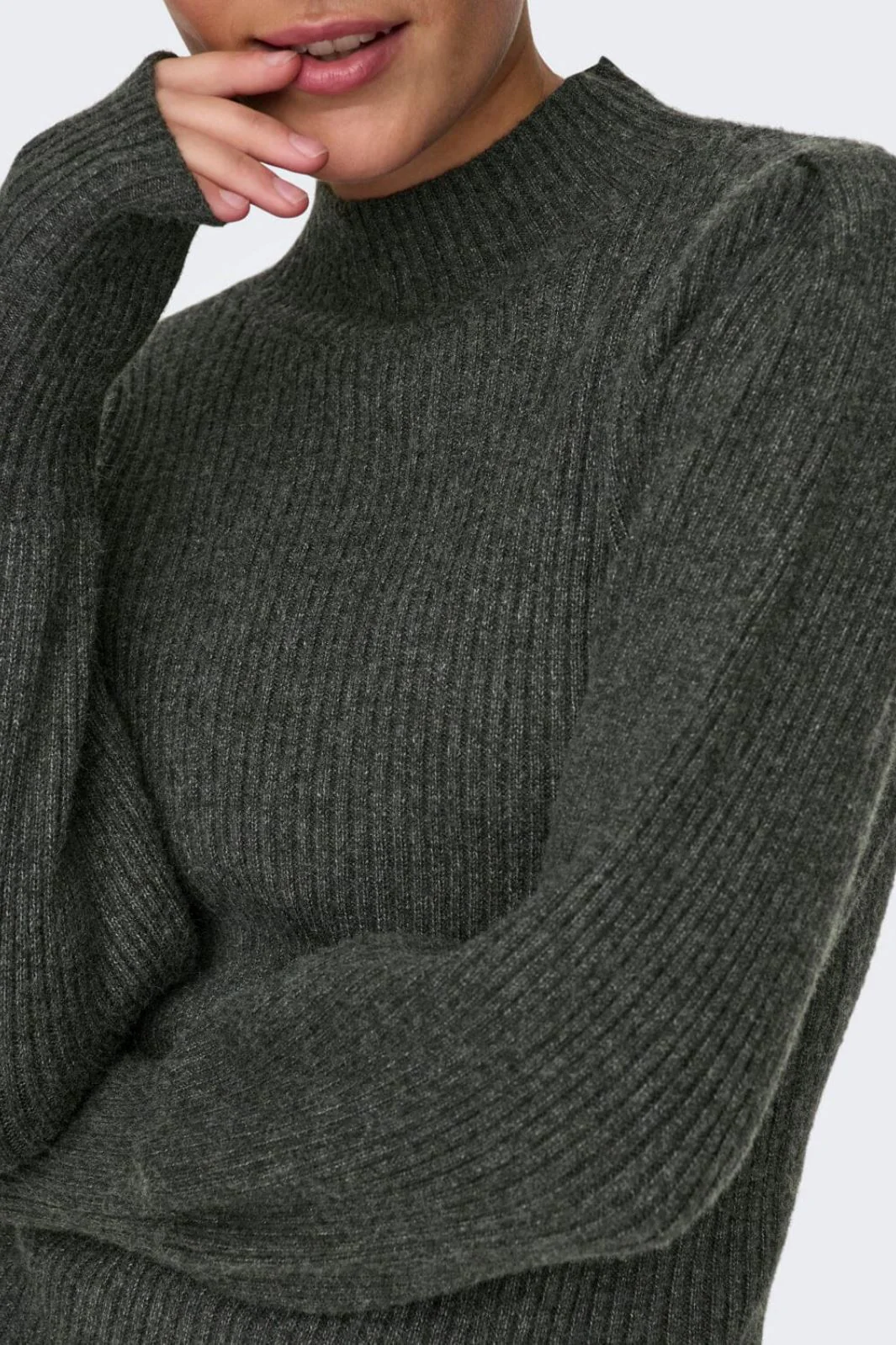 Only Onlkatia L/S Highneck Pullover Knt 3716993 dark grey melange