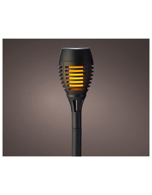 Lumineo Solar Fakkel Vlam Effect - Tuinverlichting - Ø8x27 cm Zwart 4 stuks 12 Led
