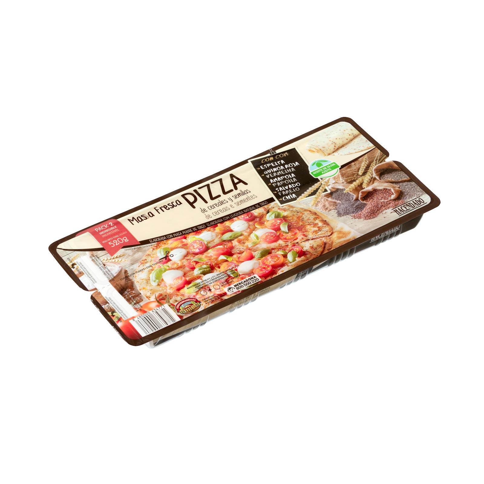 Pizza à pâte fraîche à base de céréales et de graines Hacendado