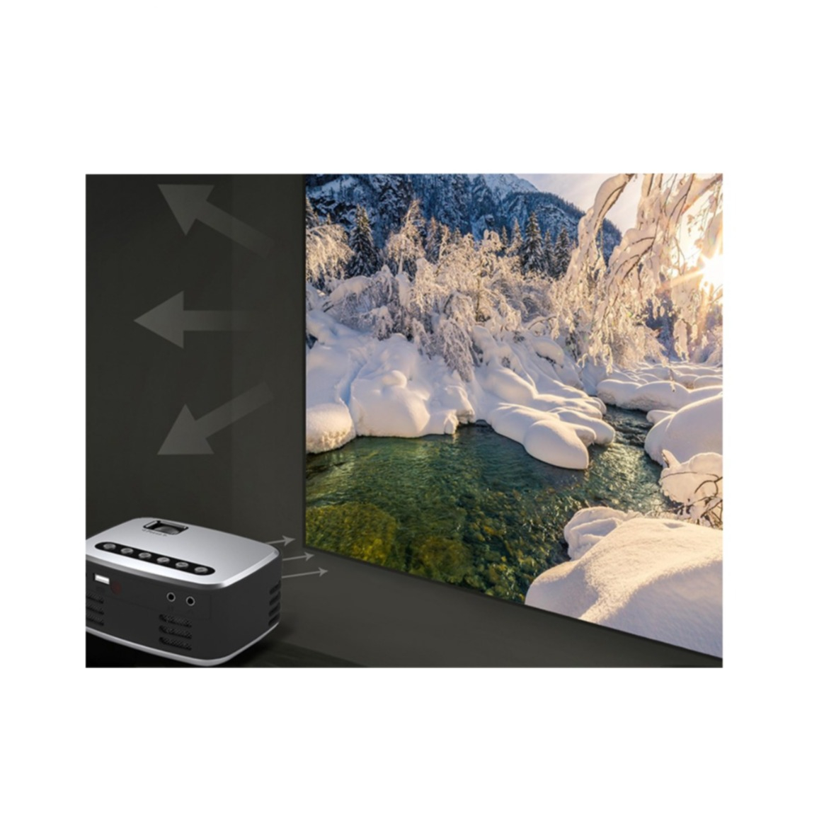 Mini Multimedia LED Projektor Beamer Heimkino (600 Lumen) 1080p Full HD / HDMI / USB - Grau / Schwarz