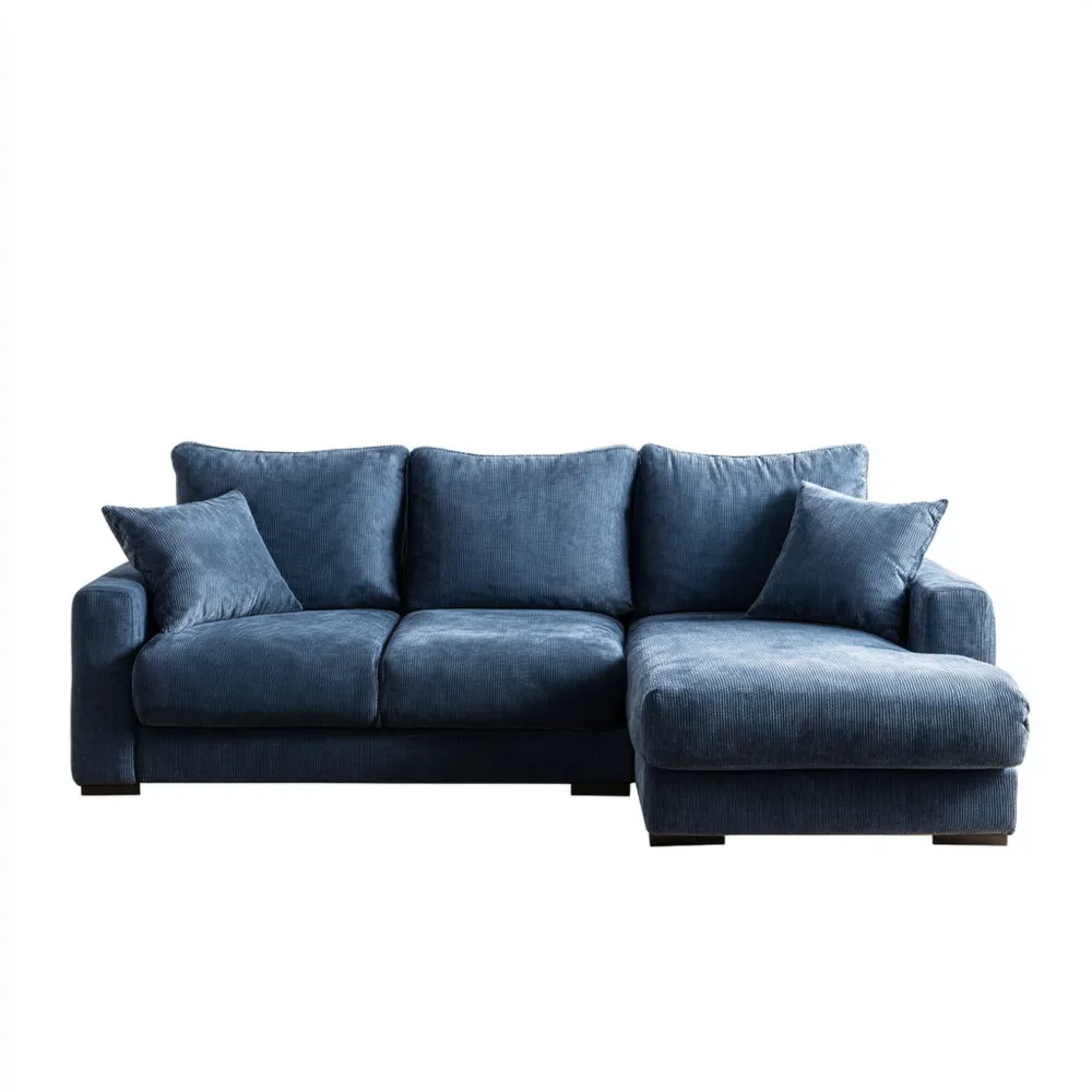 Ecksofa Stoff 280x160x85 cm – Blau – Moderner Stil