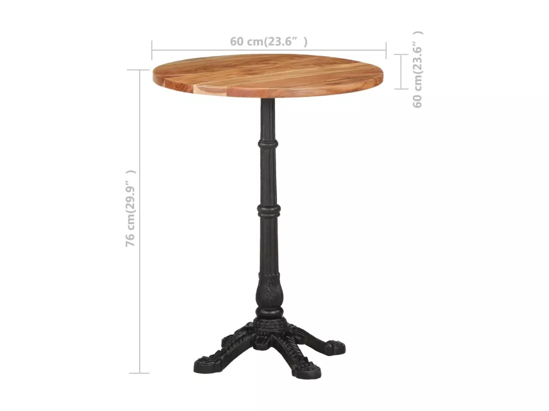 Table de bistro Ø60x76 cm Bois d'acacia massif