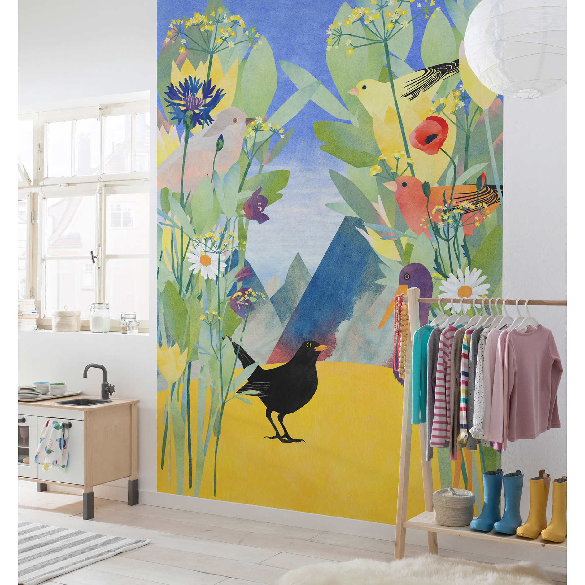 Vlies-Fototapete TWITTERING - bunt - 200x280 cm