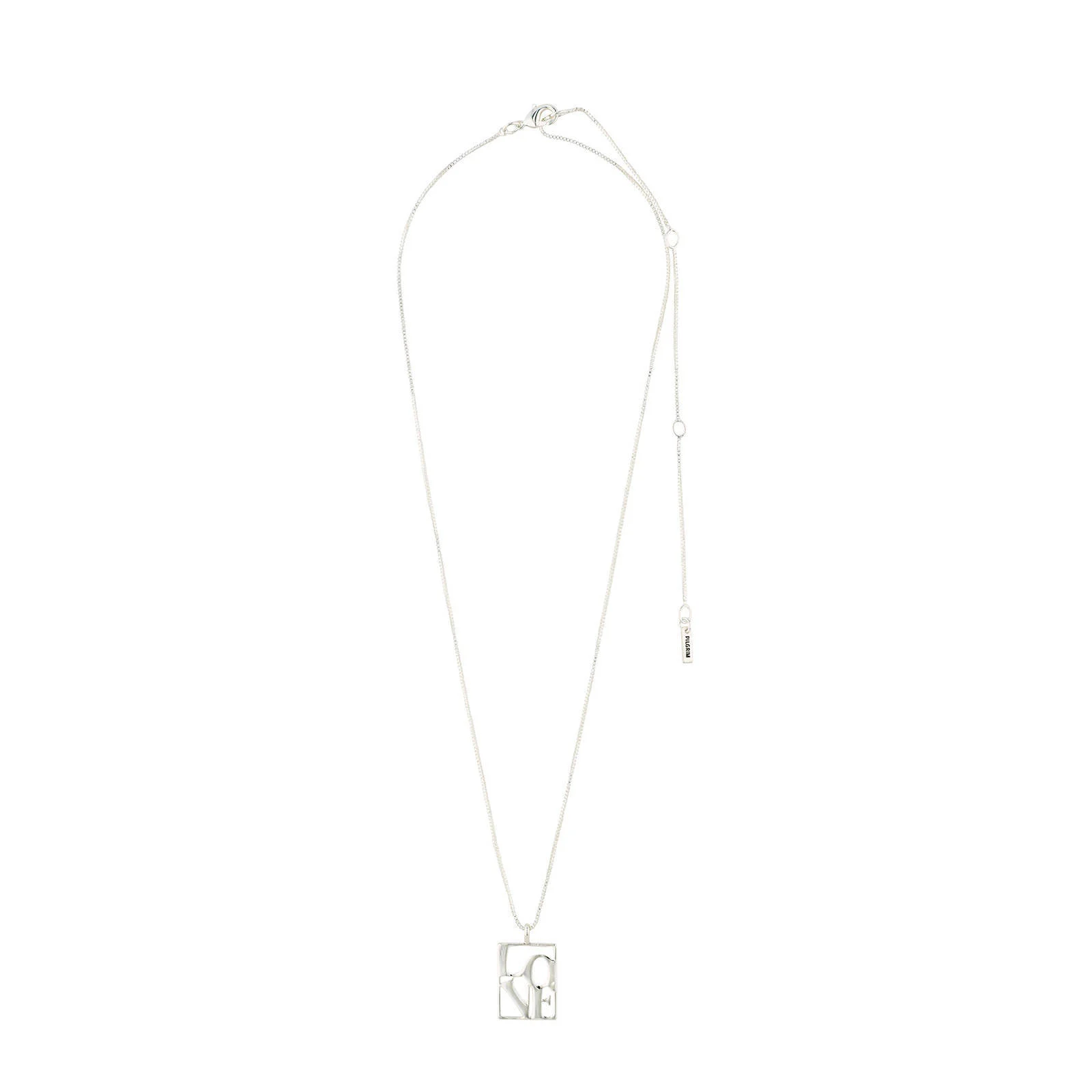 PILGRIM silver plated ketting Love Tag