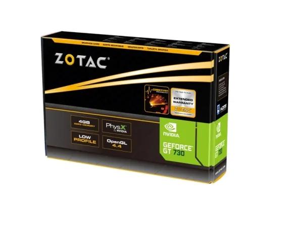 ZOTAC NVIDIA® GeForce® GT 730 - Grafikkort - GF GT 730 - 4 GB DDR3 - PCIe 2.0 x16 lavprofil - DVI, D-Sub, HDMI - blæserløs