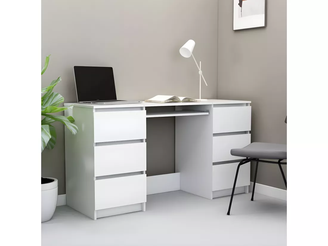 Bureau Blanc 140x50x77 cm Bois d'ingénierie