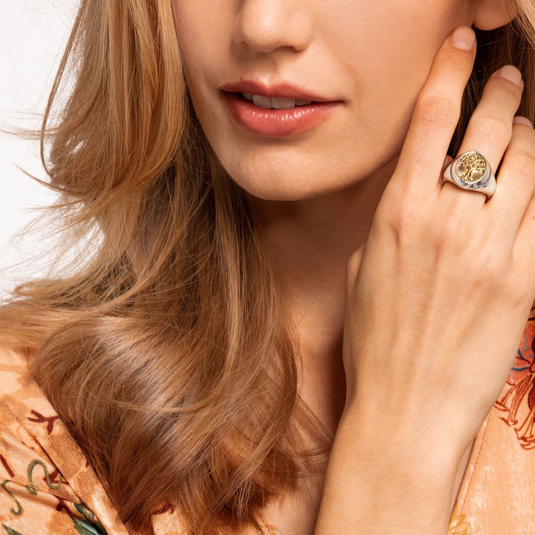 Thomas Sabo Sterling Silver Rebel at Heart Ring Tree of Love Gold