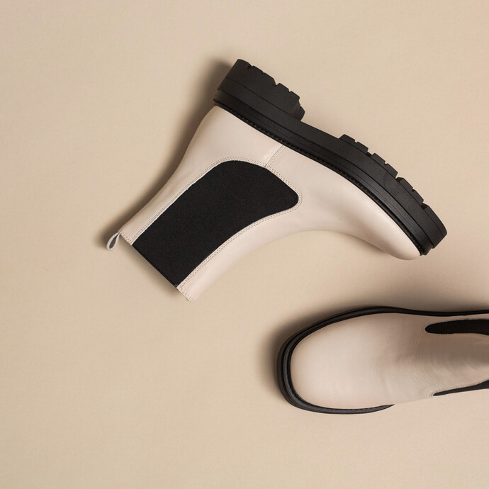 Bottines à plateformes  en cuir écru