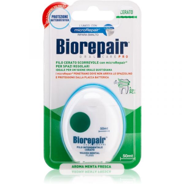 Biorepair Dental Floss Waxed Fio Dentário Ceroso para Uso Diário Green 40 M