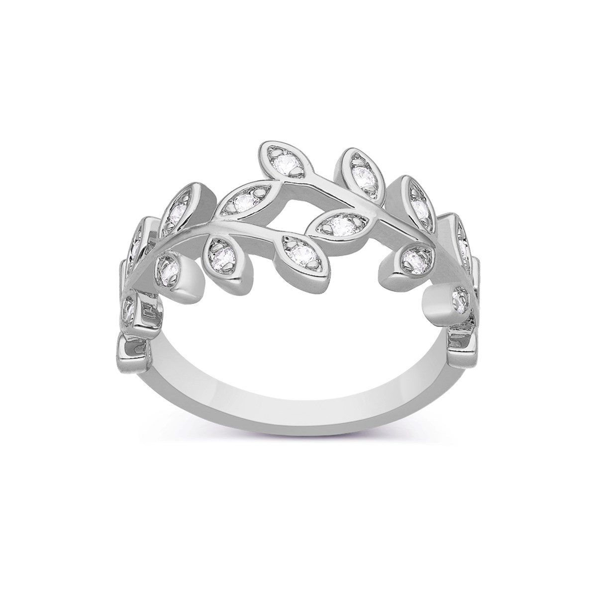 Bague Argentée Floral Sertie